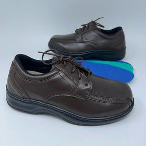 Orthofeet Mens Gramercy Oxfords Shoes Brown Leather Lace Up Orthotic 7.5W New